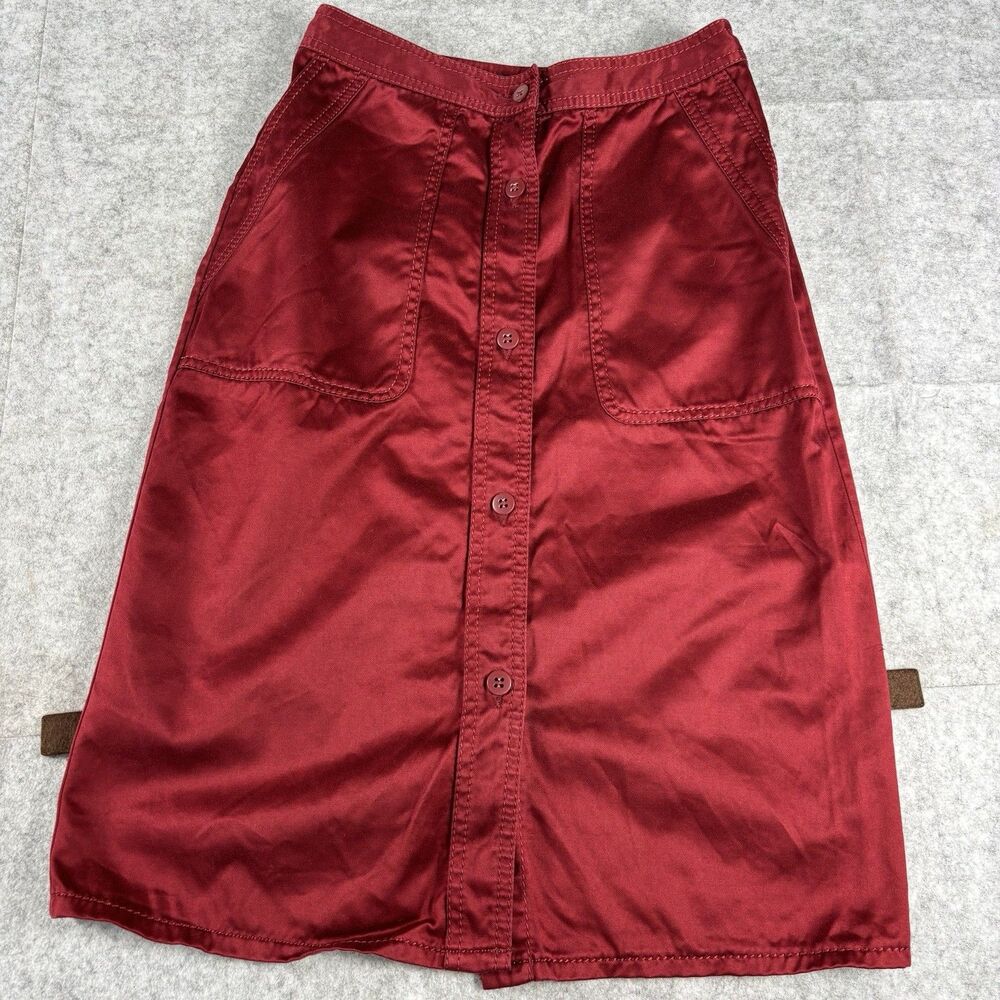 Vintage Y2K Banana Republic Red Cotton Button Front Cargo Skirt Womens Size 2